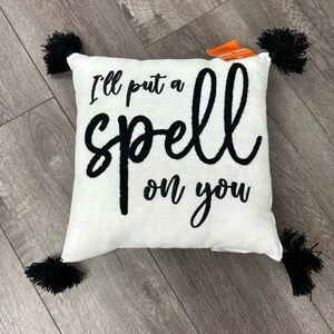 Spooky Village Halloween Pillow I’ll put a spell on you black and white new